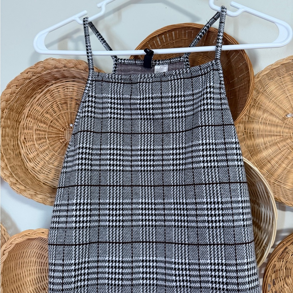 Black & White Houndstooth Slip Dress